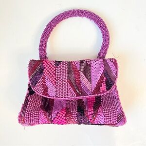 NWT Anthropologie Pink Beaded Women's Mini Handbag